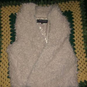 White cream furry vest